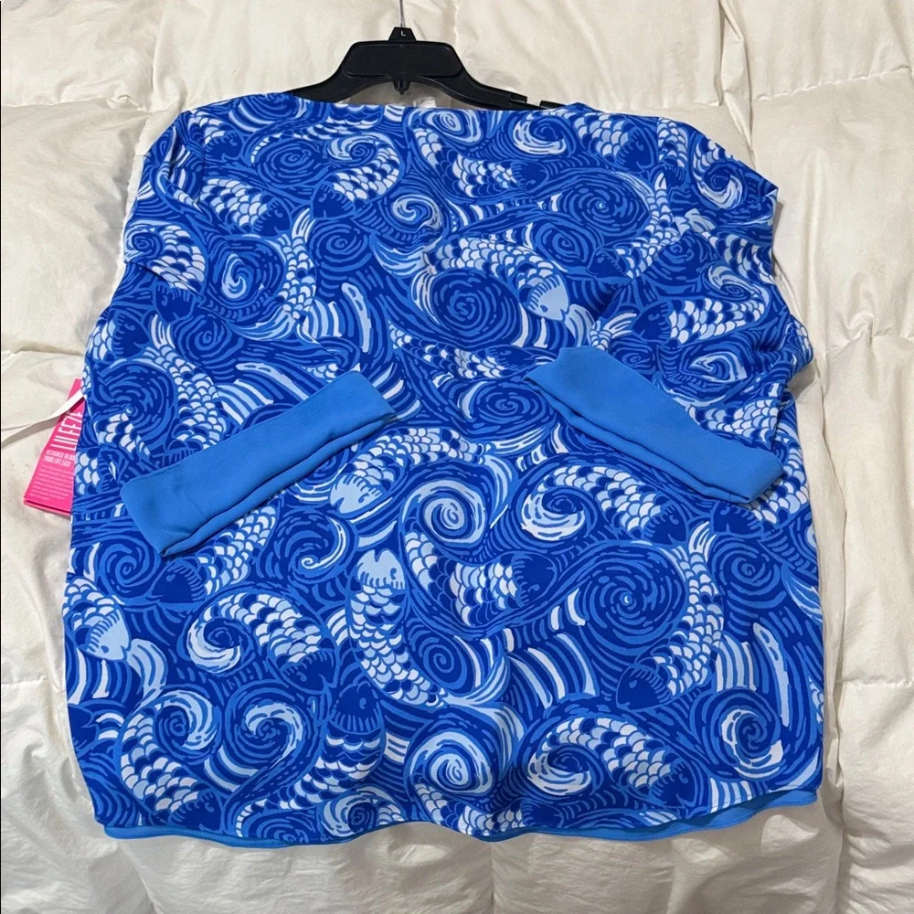 Lilly Pulitzer Blue & White Offishal Print Reversible Blouse NEW XL - Picture 8 of 14